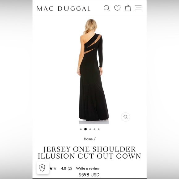 Mac Duggal one sleeve one shoulder illusion black evening gown sz 2 - Picture 3 of 6